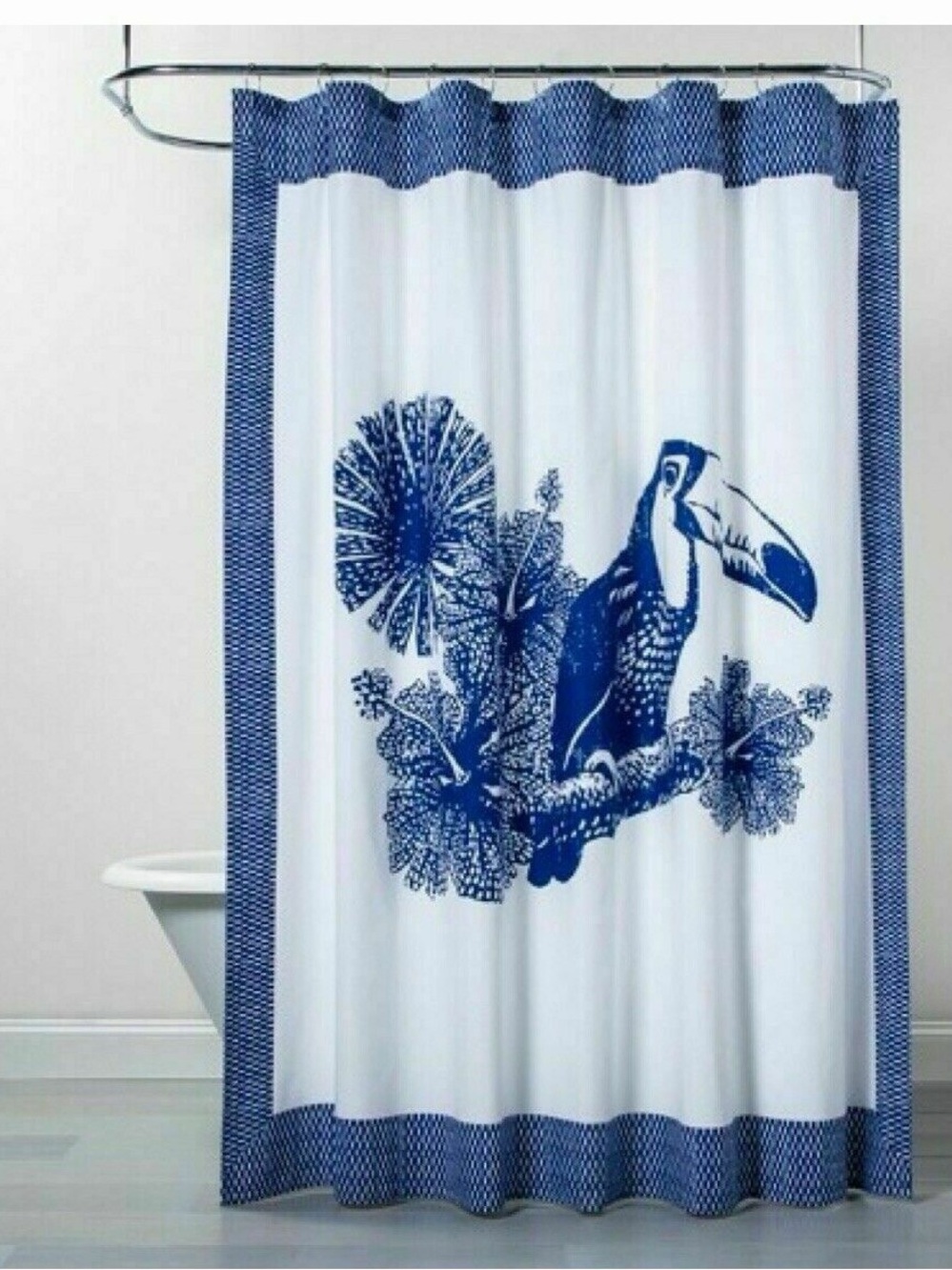Opalhouse Target Blue Toucan Shower Curtain 72x72 Tropical Cotton NIP